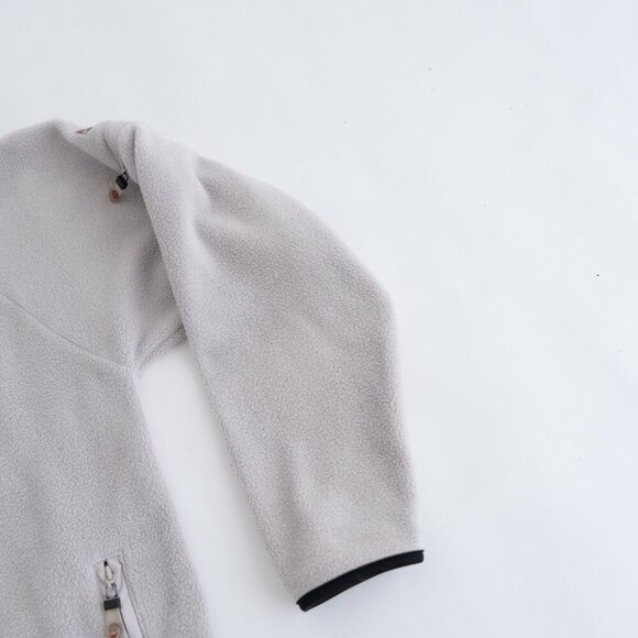 Vintage 90S Nevada Zip Up Arm Zipper Pocket Soft Fleece Taupe Sweater Medium - Picture 6 of 12